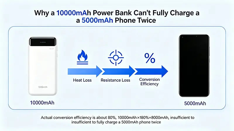 Why Can't a 10,000mAh Power Bank Fully Charge a 5,000mAh Phone Twice?