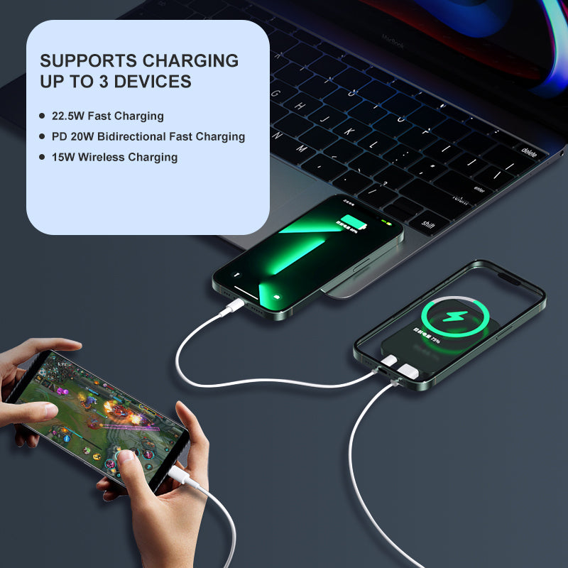 10000mAh Magnetic Magsafe Power Bank with 15W Wireless Fast Charging USB Type-C Portable Power Bank for iphone & Andorid