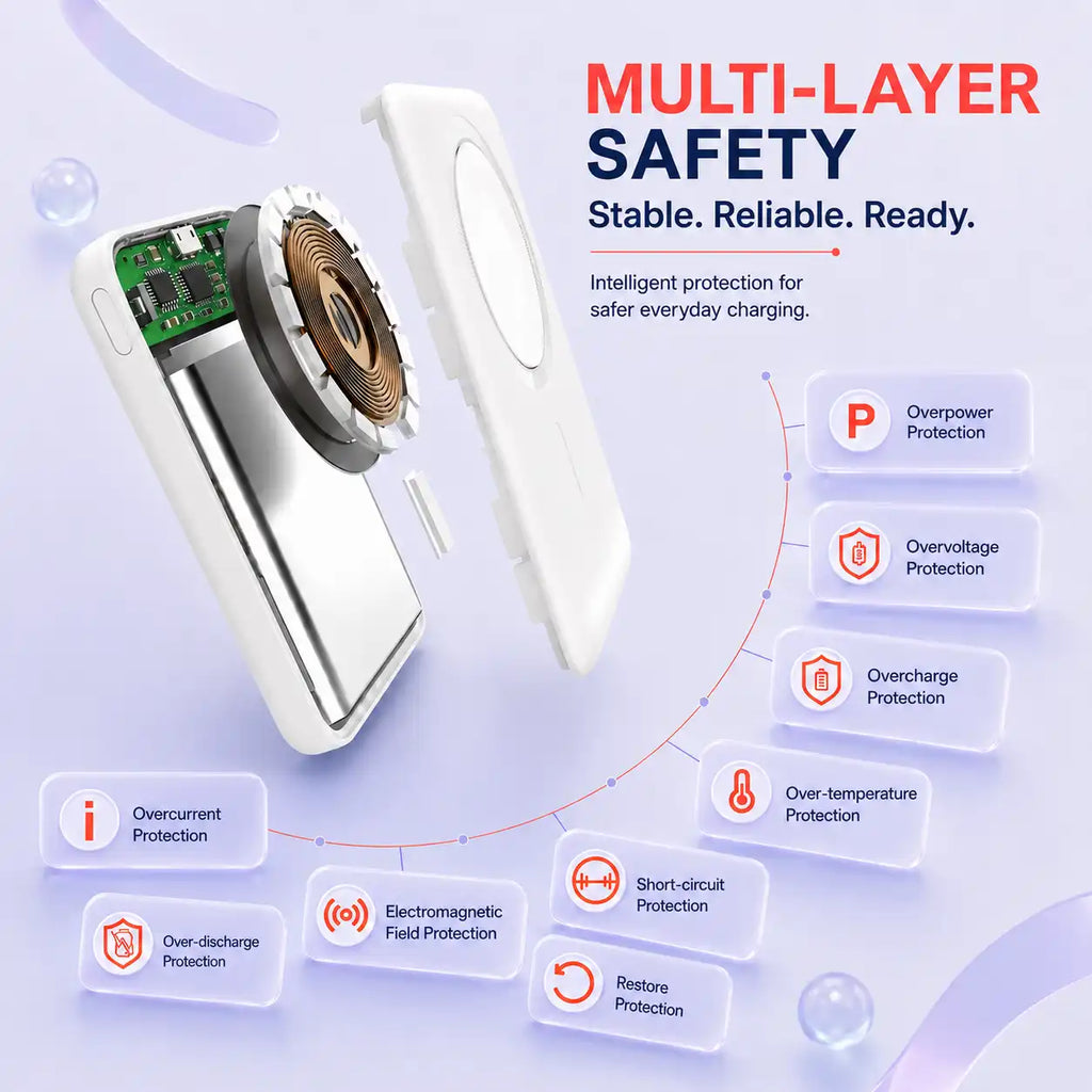 5000mAh Wireless Battery Charger, 3-in-1 Magnetic Portable Power Bank with 15W Wireless Charging and 20W USB-C Fast Charging for Phone, Apple Watch and Earbuds