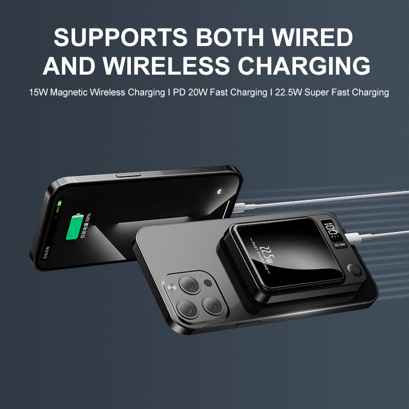 10000mAh Magnetic Magsafe Power Bank with 15W Wireless Fast Charging USB Type-C Portable Power Bank for iphone & Andorid