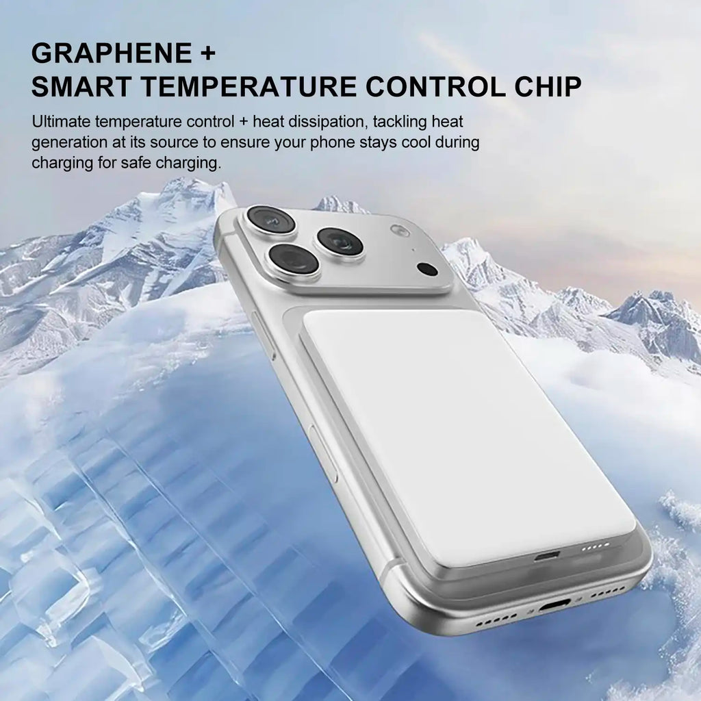 6.8mm Thinnest Potable Magsafe Powerbank Ultra Thin Power Bank 5000mAh, Semi-Solid Battery Cell Safest Phone Charger Passes Nail Penetration Test Without Fire or Explosion