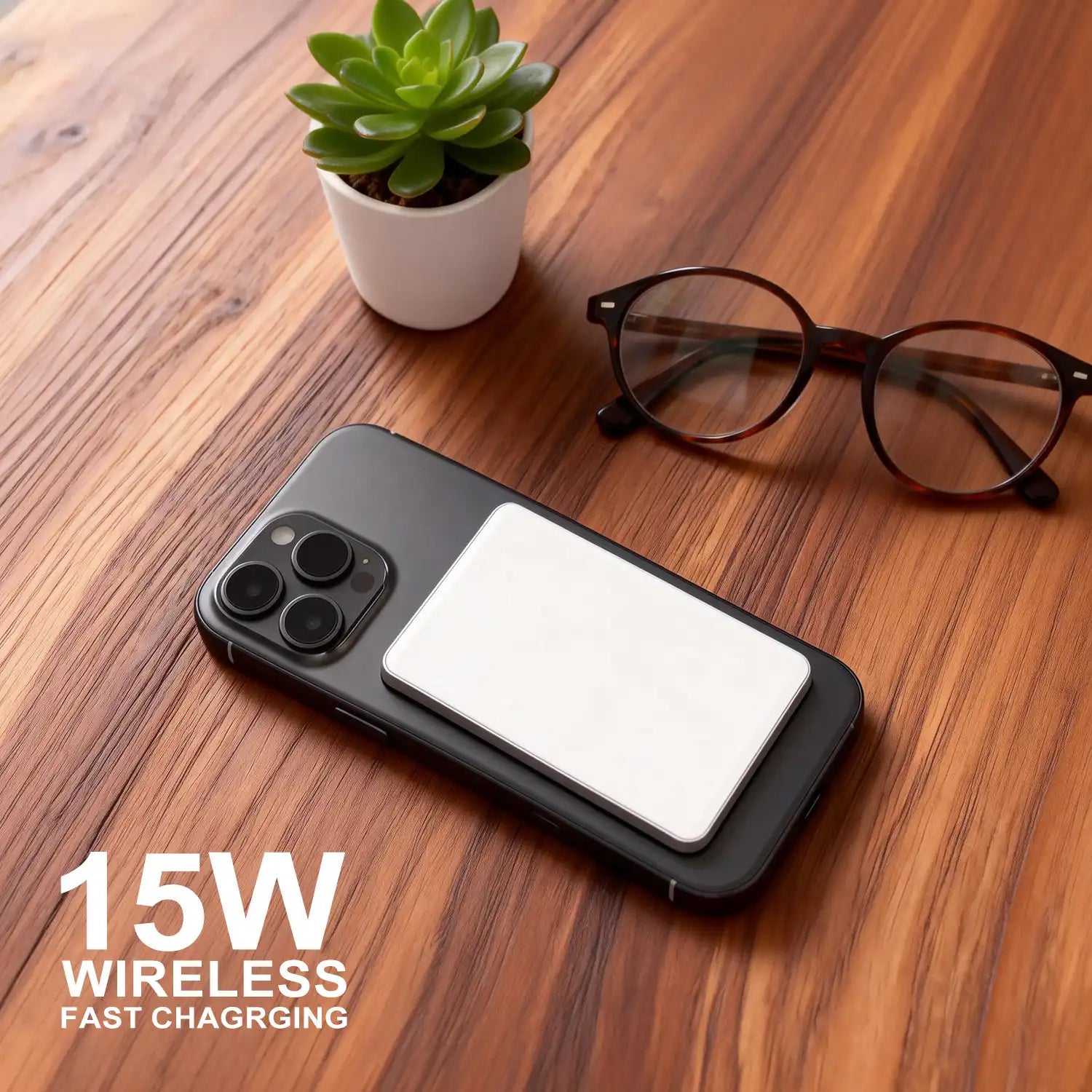 6.8mm Thinnest Potable Magsafe Powerbank Ultra Thin Power Bank 5000mAh, Semi-Solid Battery Cell Safest Phone Charger Passes Nail Penetration Test Without Fire or Explosion