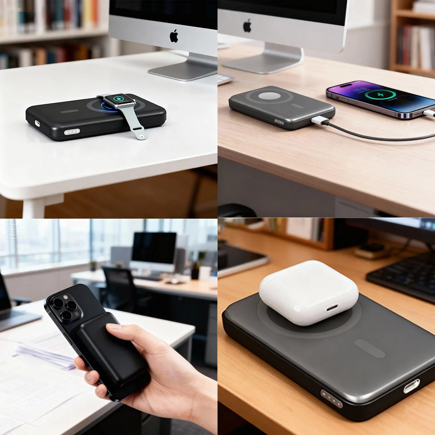 High-Quality 5000mAh Mini Magnetic Wireless Charging Power Bank Supports iPhone iWatch and AirPods Wireless Charging