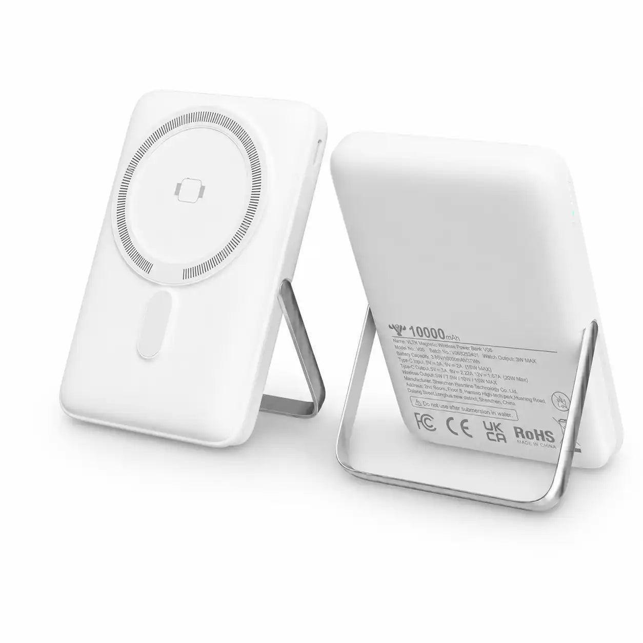Cargador portátil inalámbrico 3 en 1 de 10000 mAh para iPhone, carga inalámbrica magnética de 15 W, carga rápida USB-C PD de 20 W, soporte plegable incorporado, batería externa de alta calidad compatible con Apple Watch y AirPods