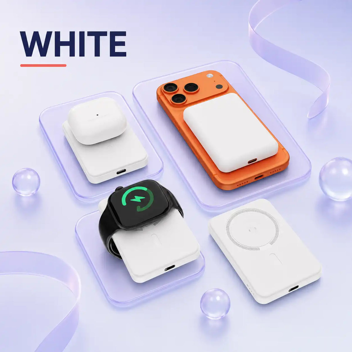 Cargador de batería inalámbrico de 5000 mAh, batería externa portátil magnética 3 en 1 con carga inalámbrica de 15 W y carga rápida USB-C de 20 W para teléfono, Apple Watch y auriculares