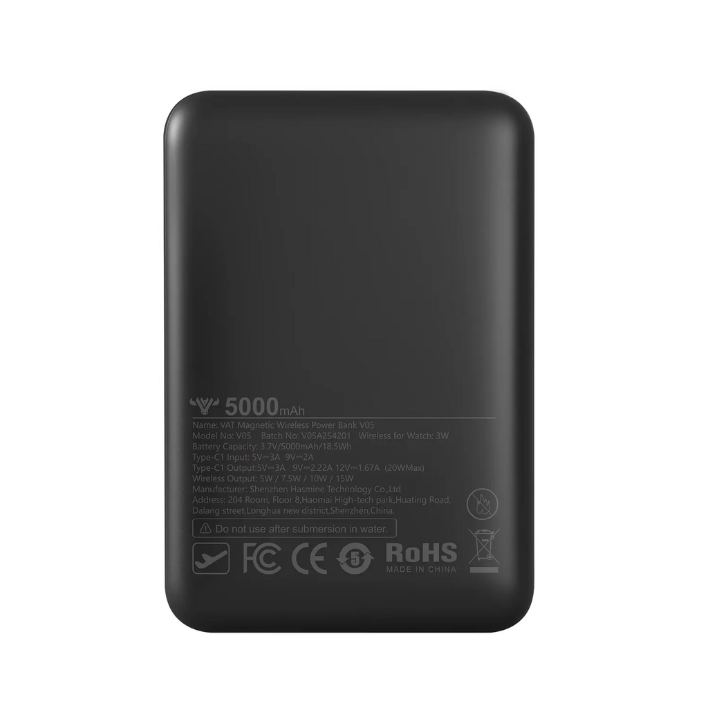 High-Quality 5000mAh Mini Magnetic Wireless Charging Power Bank Supports iPhone iWatch and AirPods Wireless Charging