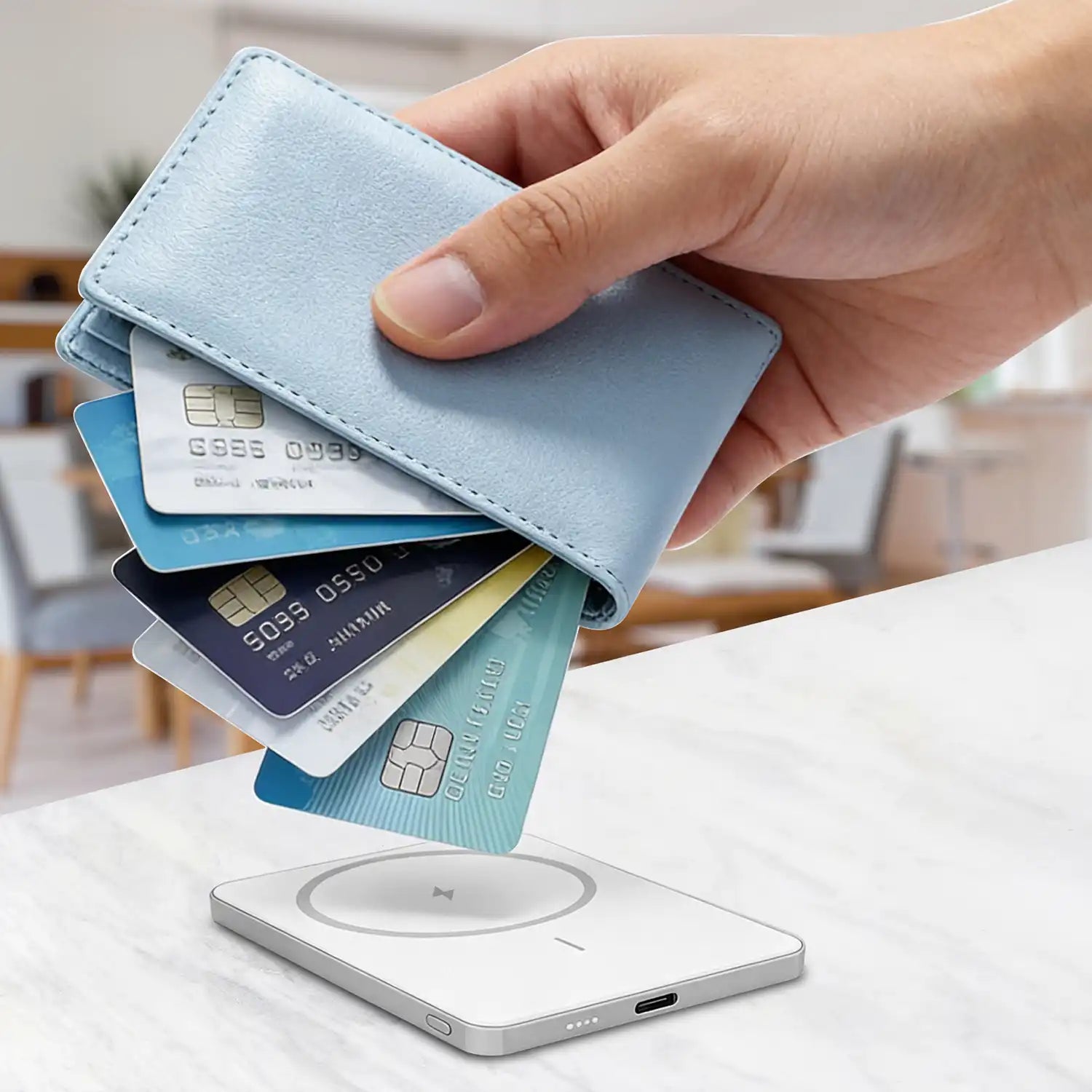 6.8mm Thinnest Potable Magsafe Powerbank Ultra Thin Power Bank 5000mAh, Semi-Solid Battery Cell Safest Phone Charger Passes Nail Penetration Test Without Fire or Explosion