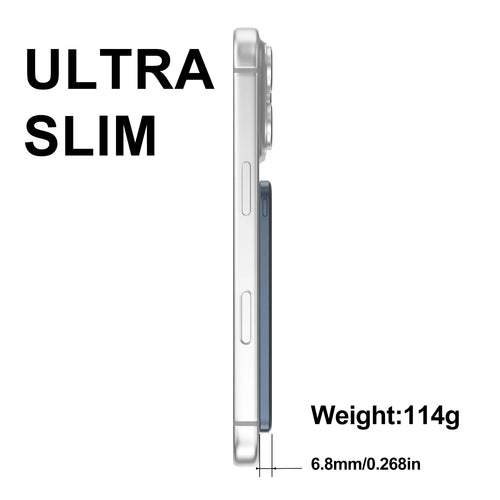 6.8mm Thinnest Potable Magsafe Powerbank Ultra Thin Power Bank 5000mAh, Semi-Solid Battery Cell Safest Phone Charger Passes Nail Penetration Test Without Fire or Explosion